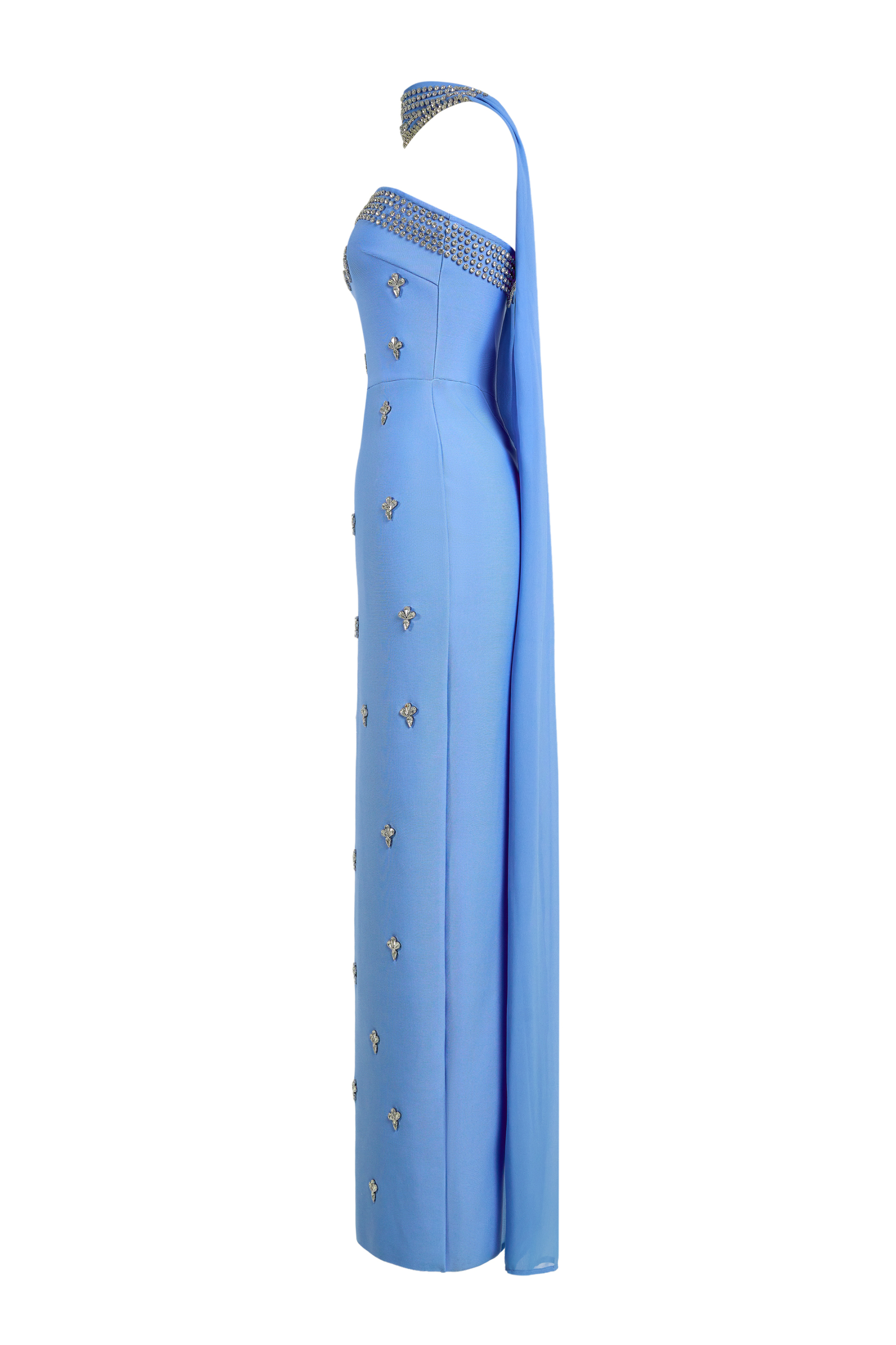Bandage Rhineston Off Shoulder Maxi Dress