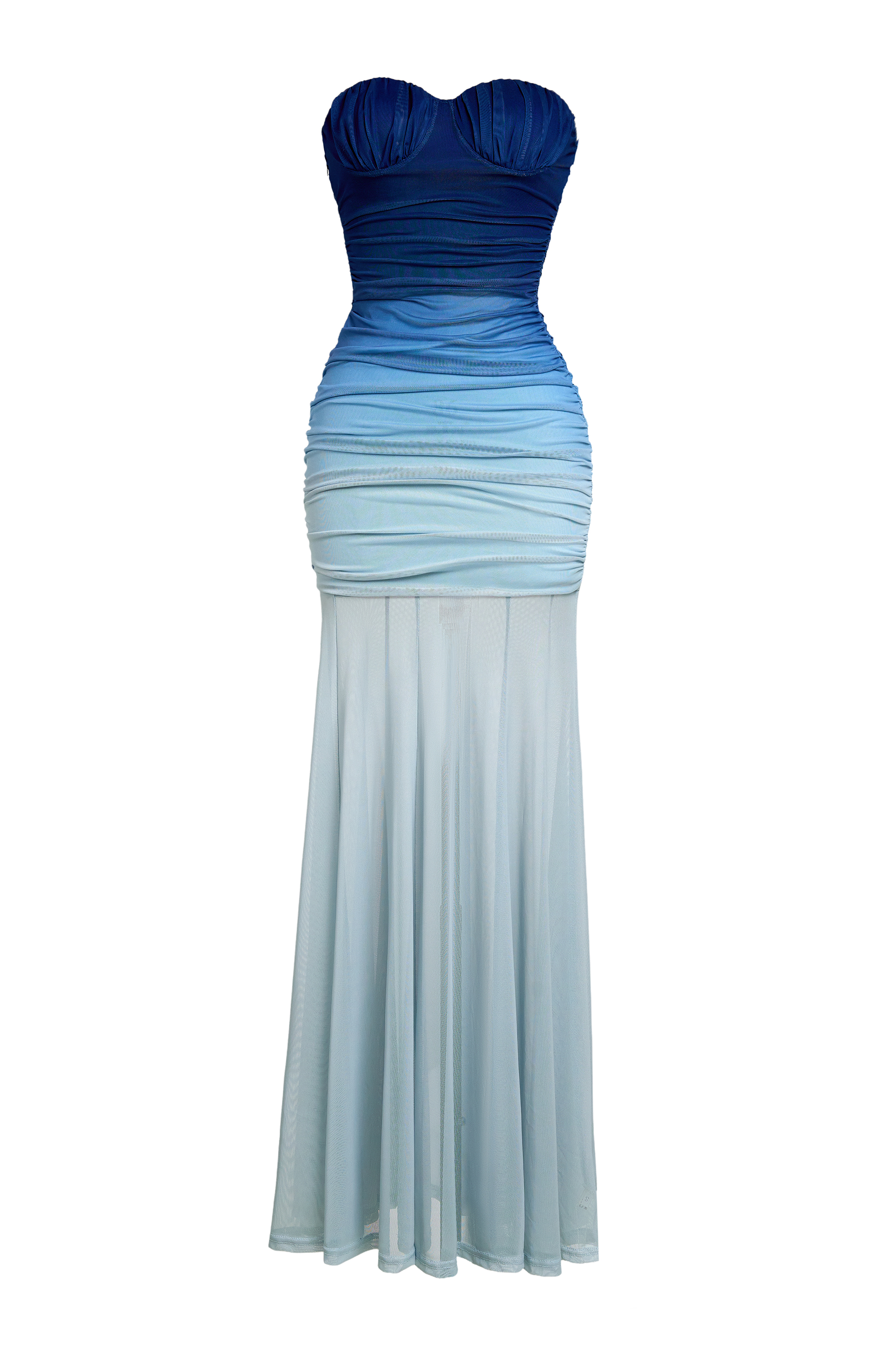 Gradient Color Gathering Off-Shoulder Maxi Dress