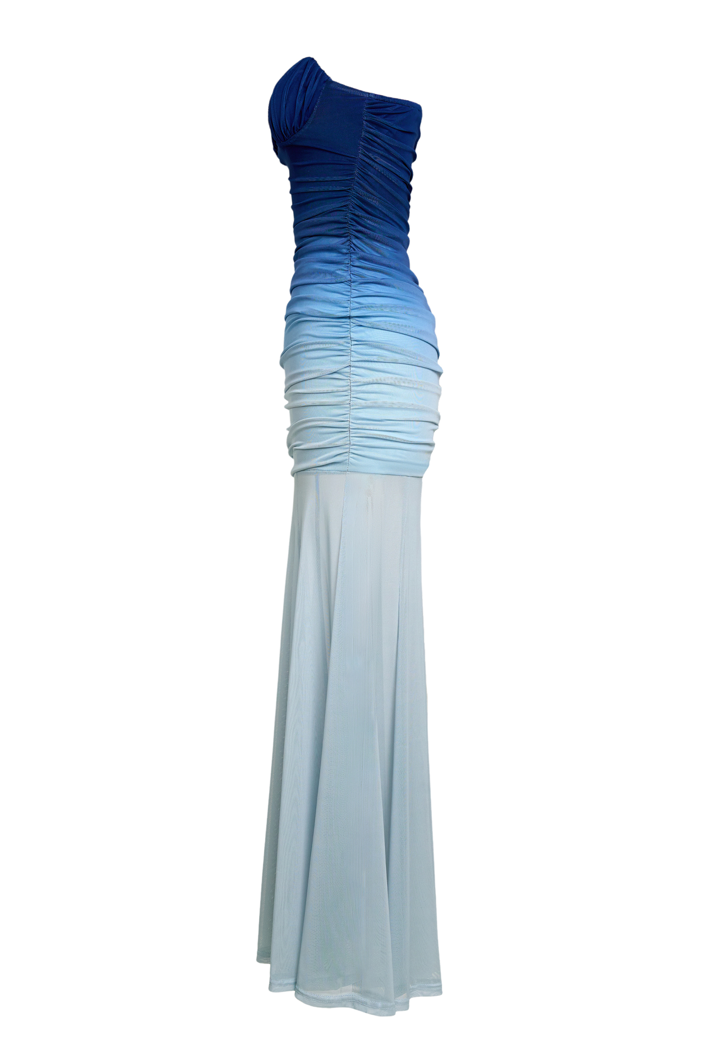 Gradient Color Gathering Off-Shoulder Maxi Dress