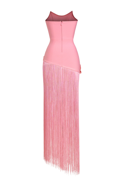 Beaded Embroidered Tassel Maxi Dress