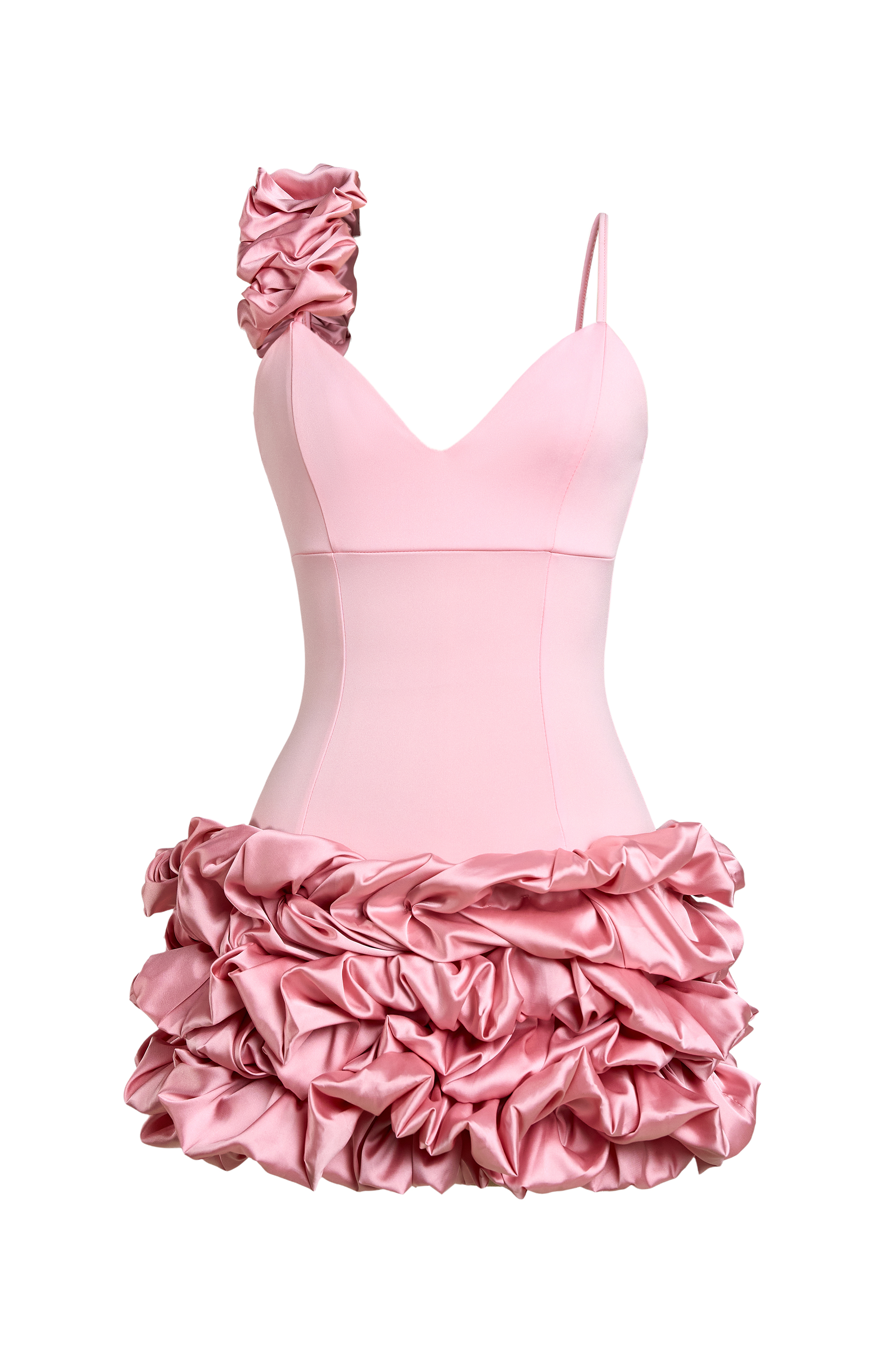 Satin Splicing Jersey Ruffle Mini Dress