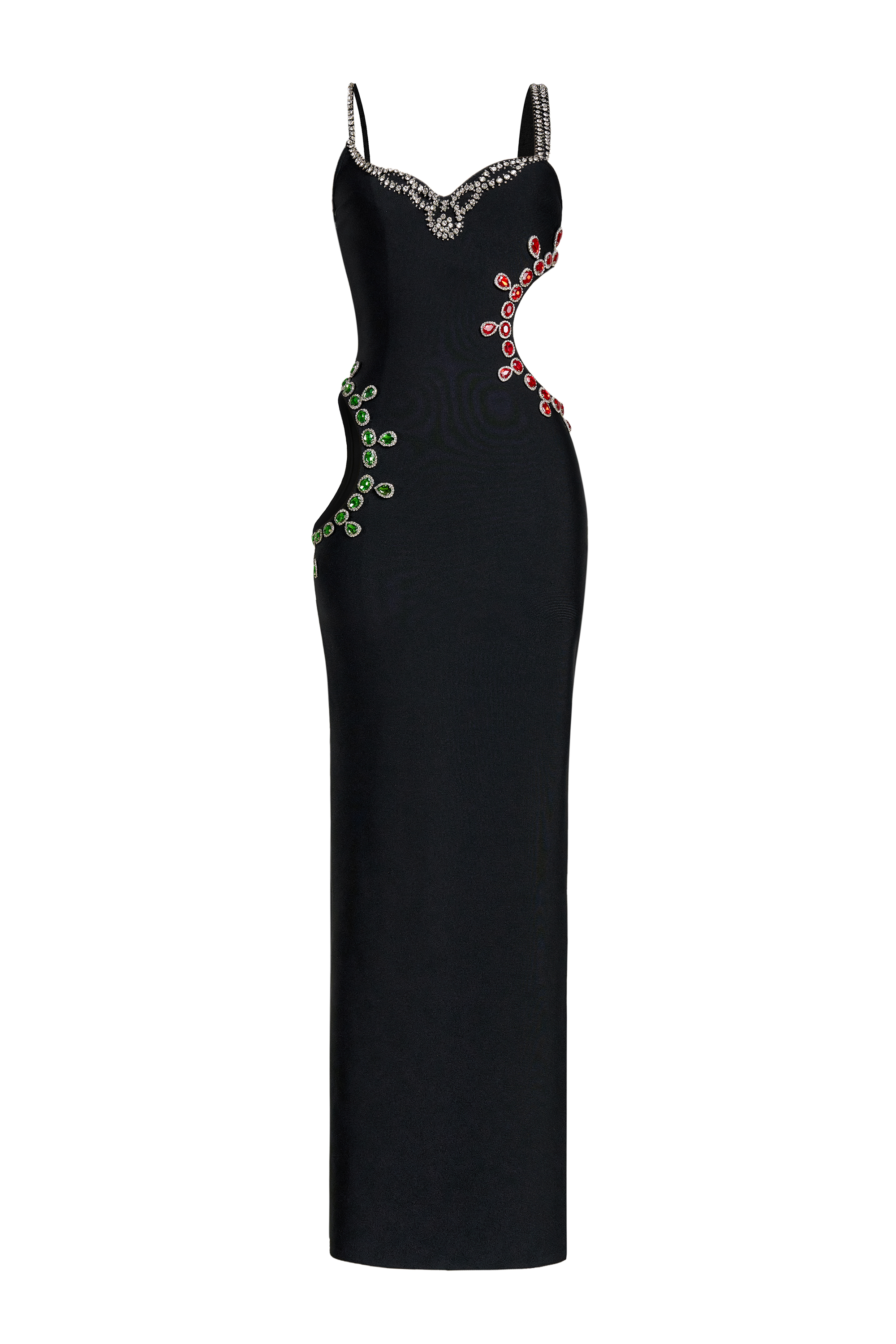 Bandage Rhinestone Rivets Cut-Out Maxi Dress