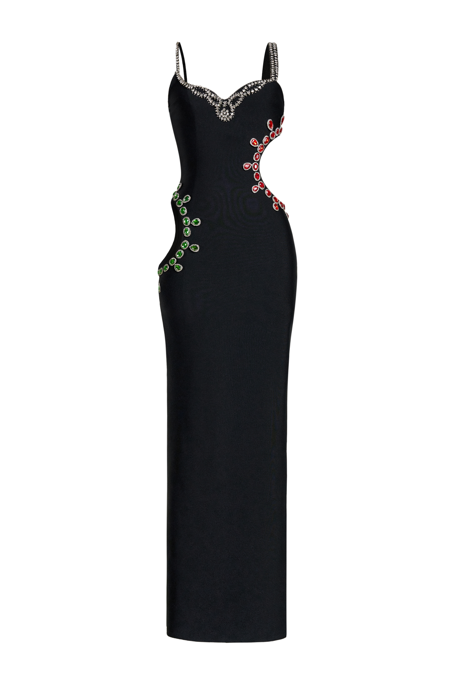 Bandage Rhinestone Rivets Cut-Out Maxi Dress