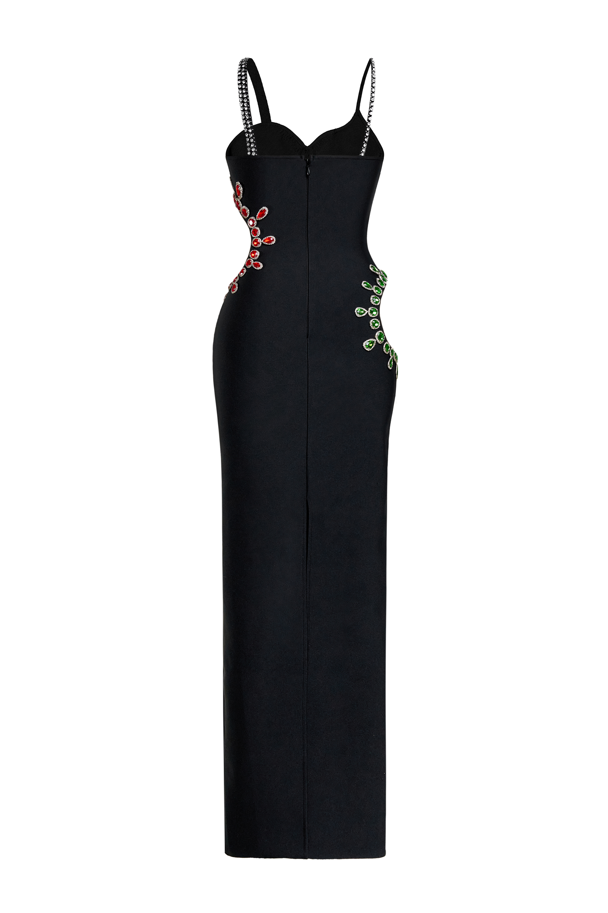 Bandage Rhinestone Rivets Cut-Out Maxi Dress