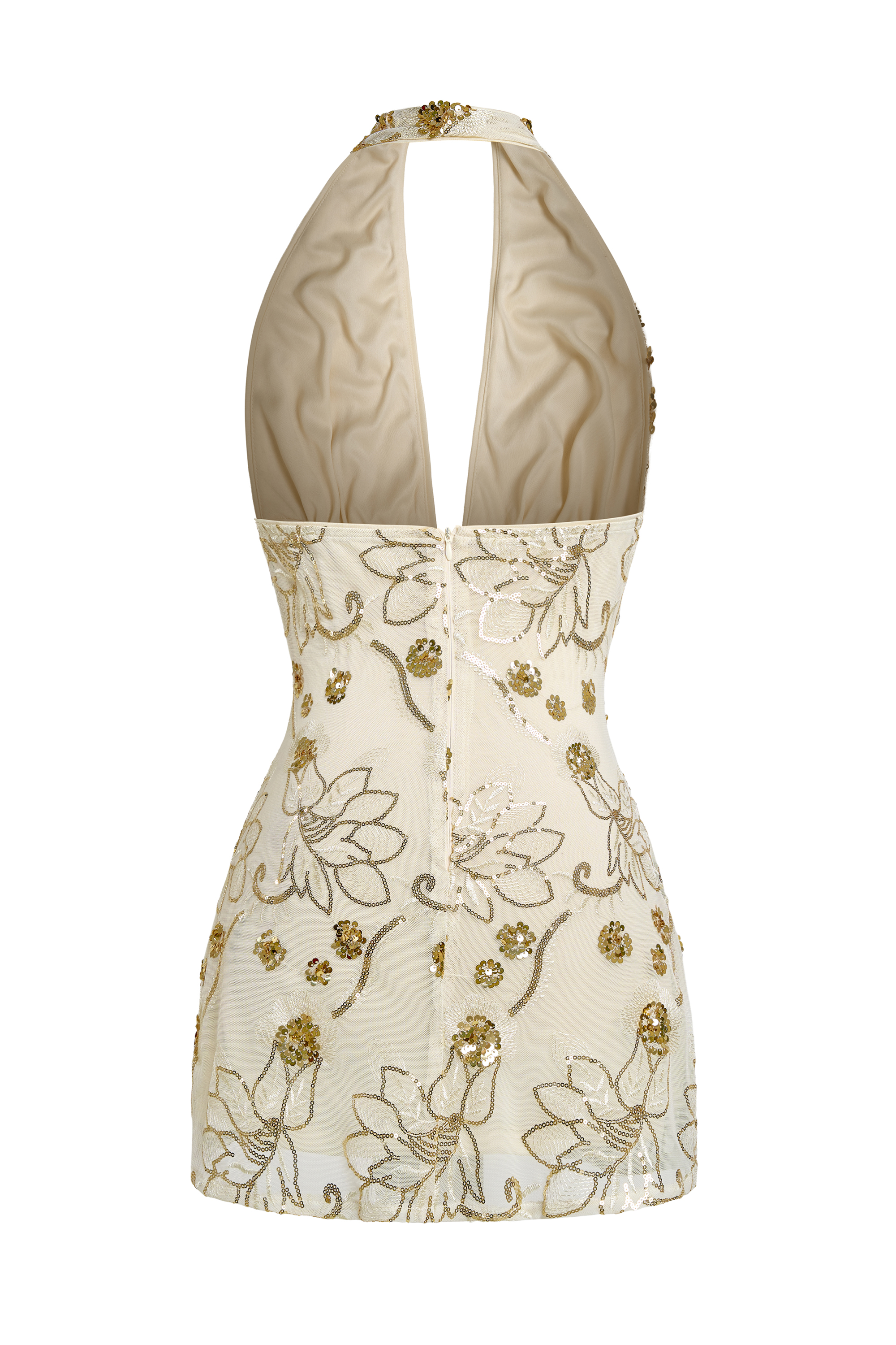 Sequin Embroidered Backless Mini Dress