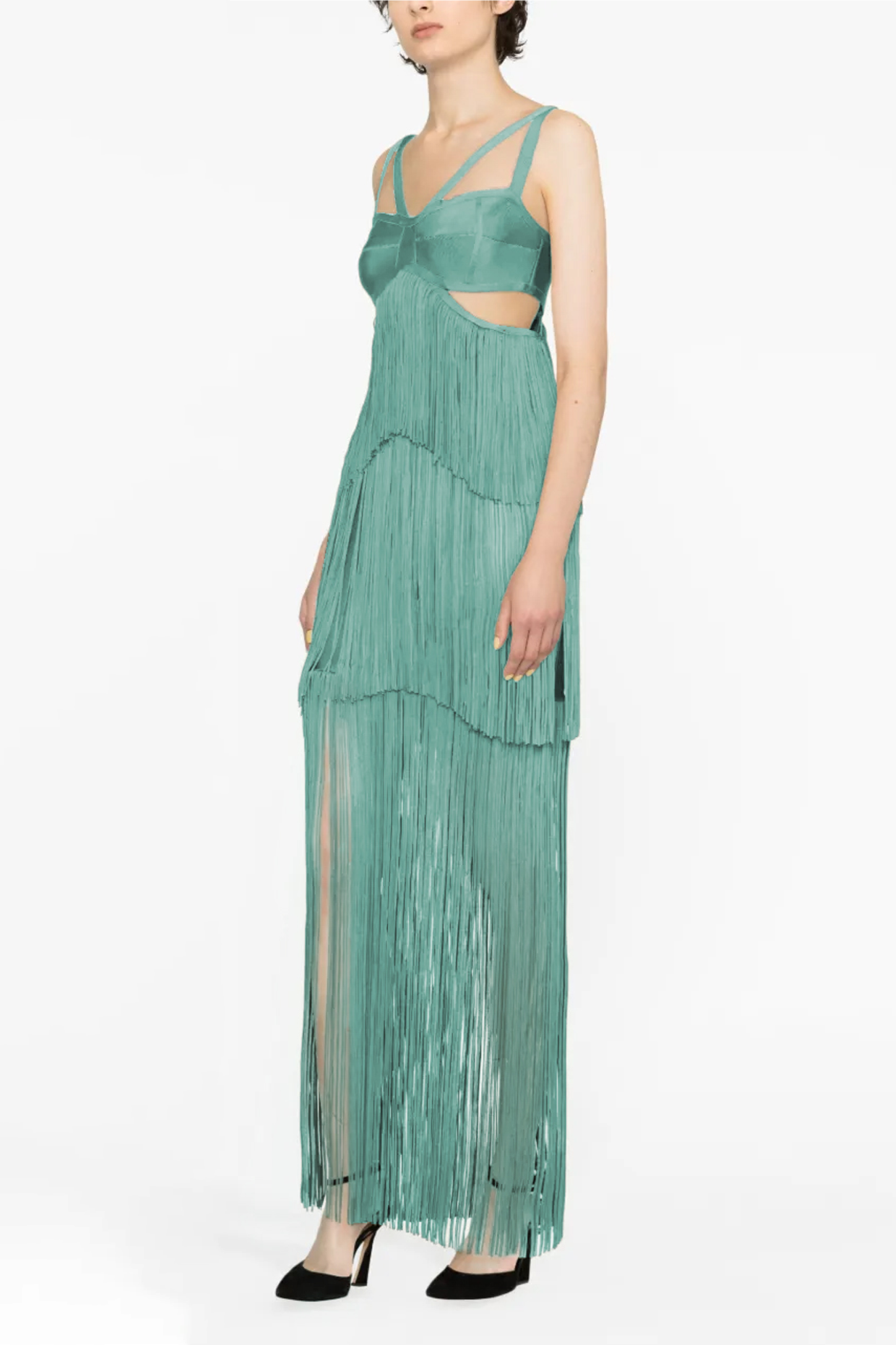 Solid Tassel Cut-Out Maxi Dress