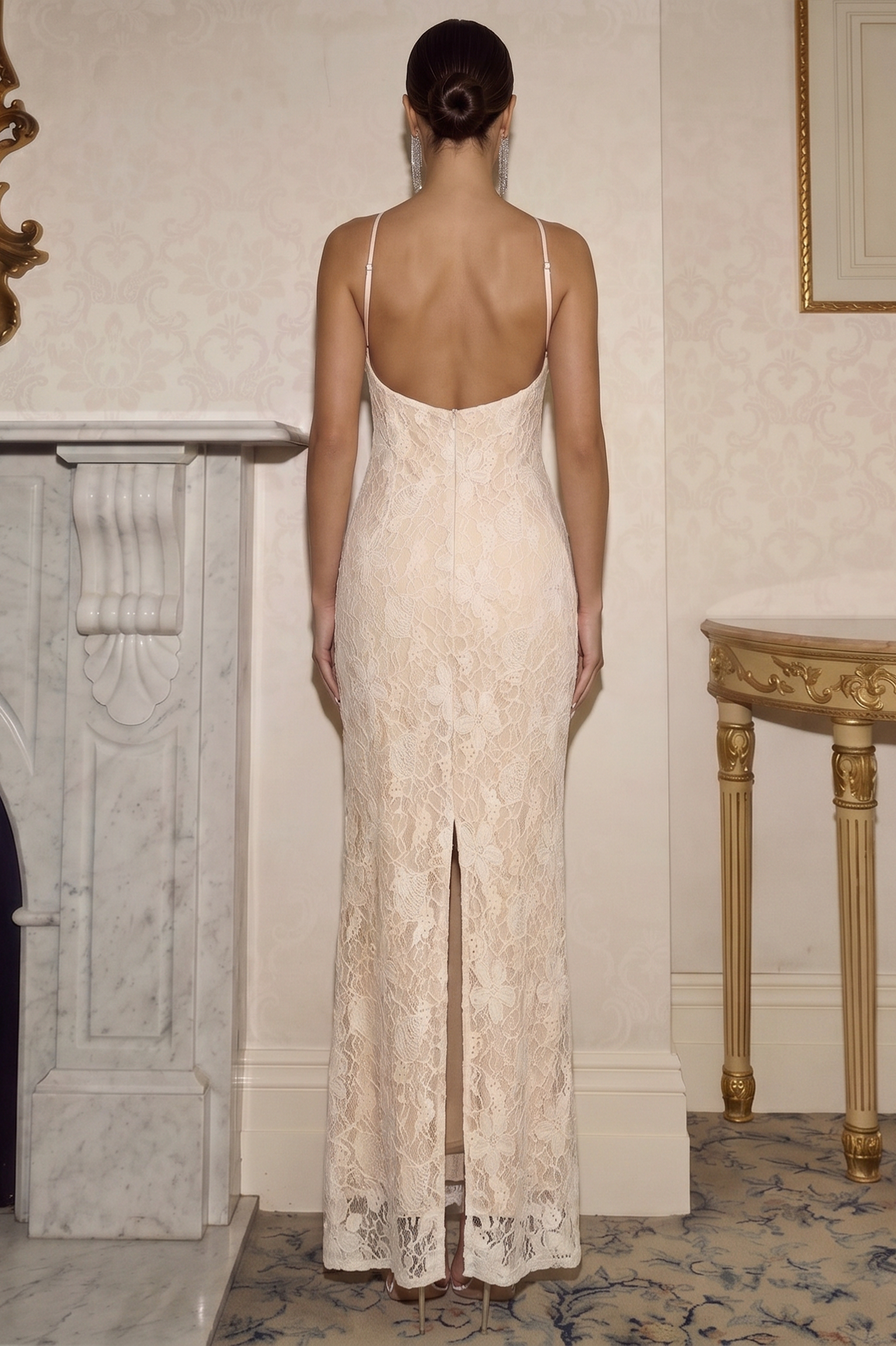 Lace Cut-Out Halter Neck Maxi Dress