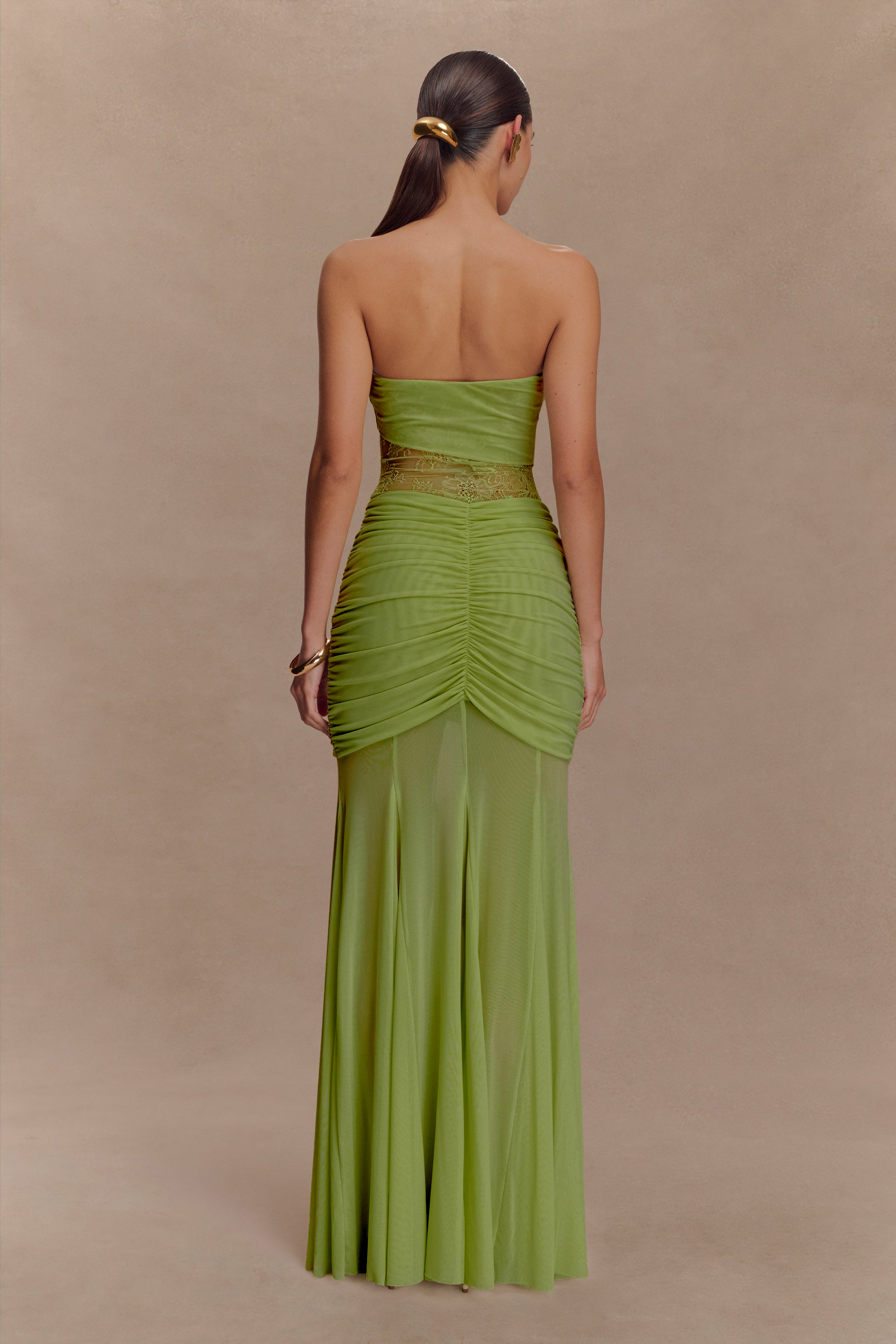 Mesh Splicing Lace Off-Shoulder Maxi Dress