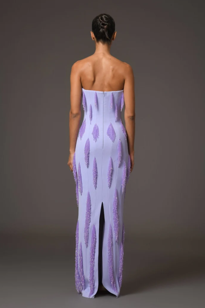 Beading-Embroidery Off-Shoulder Maxi Dress