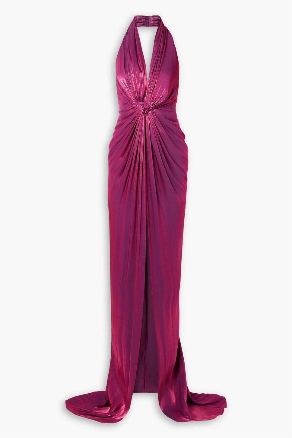 Satin Halter Neck Knotted Maxi Dress
