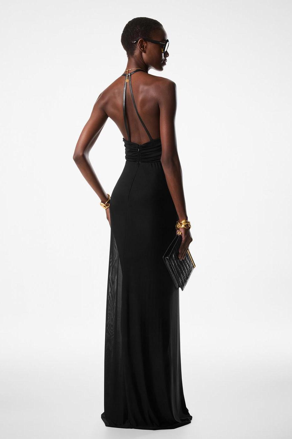 Jersey Solid V-Neck Maxi Dress