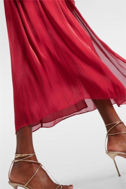 3D Flower Solid Long Sleeve Midi Dress