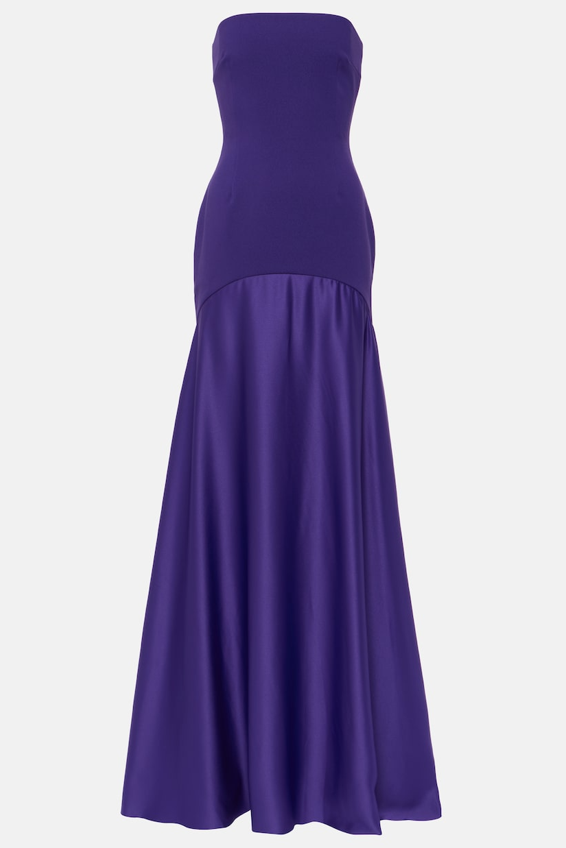 Off Shoulder Satin Splicing Maxi Dress