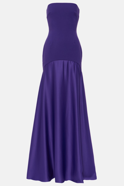 Off Shoulder Satin Splicing Maxi Dress