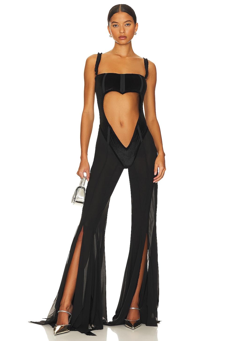 Cut Out Chiffon Slit Jumpsuit