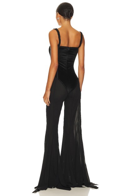 Cut Out Chiffon Slit Jumpsuit