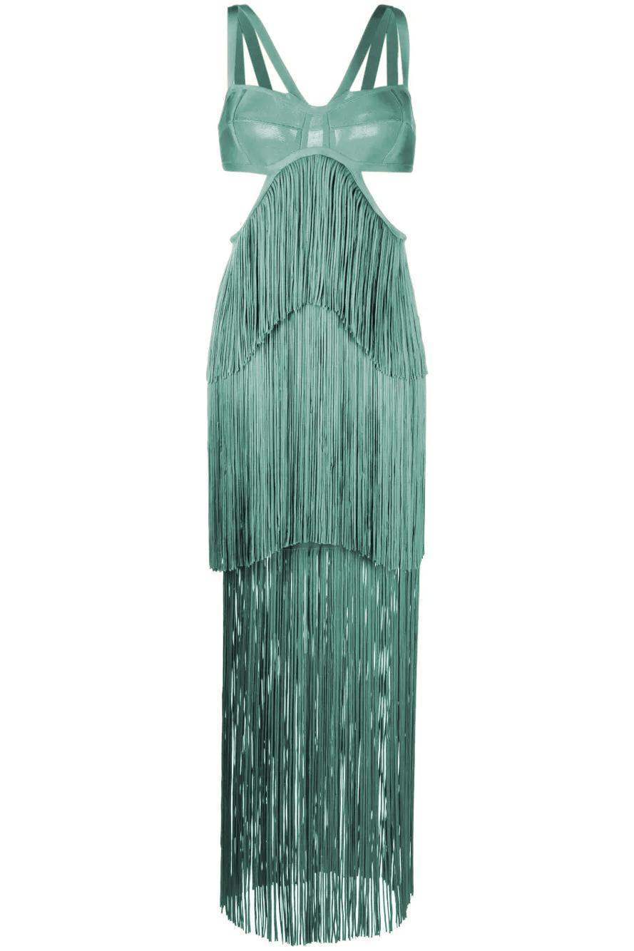 Solid Tassel Cut-Out Maxi Dress