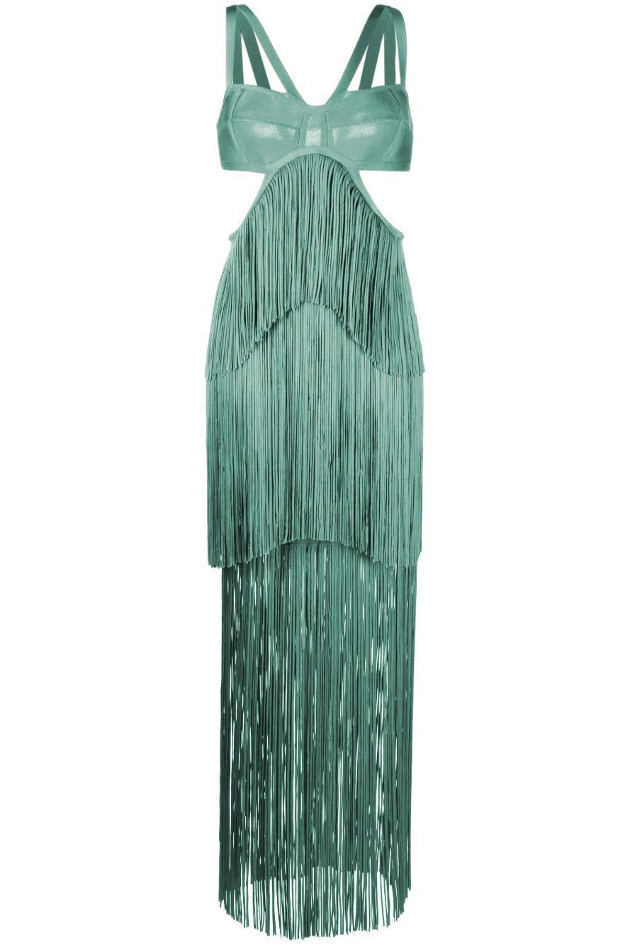 Solid Tassel Cut-Out Maxi Dress
