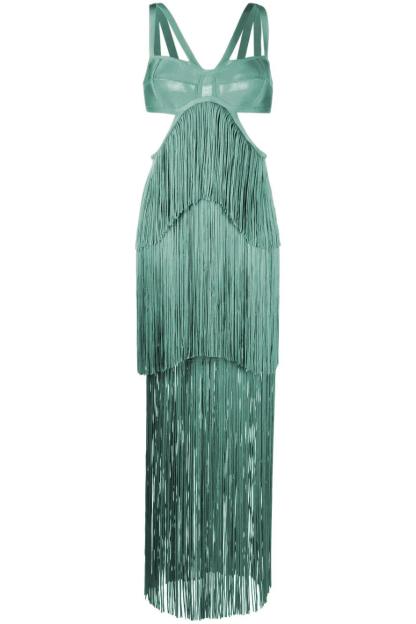 Solid Tassel Cut-Out Maxi Dress