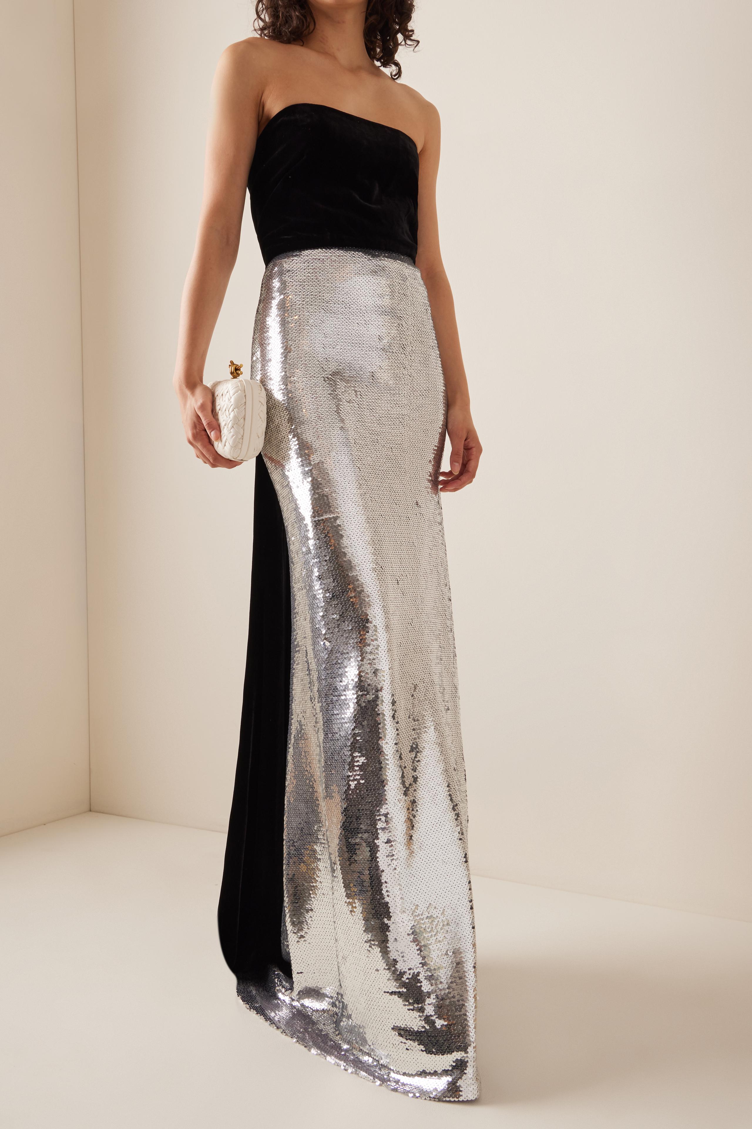 Sequin Splicing Off Shoulder Maxi Dress