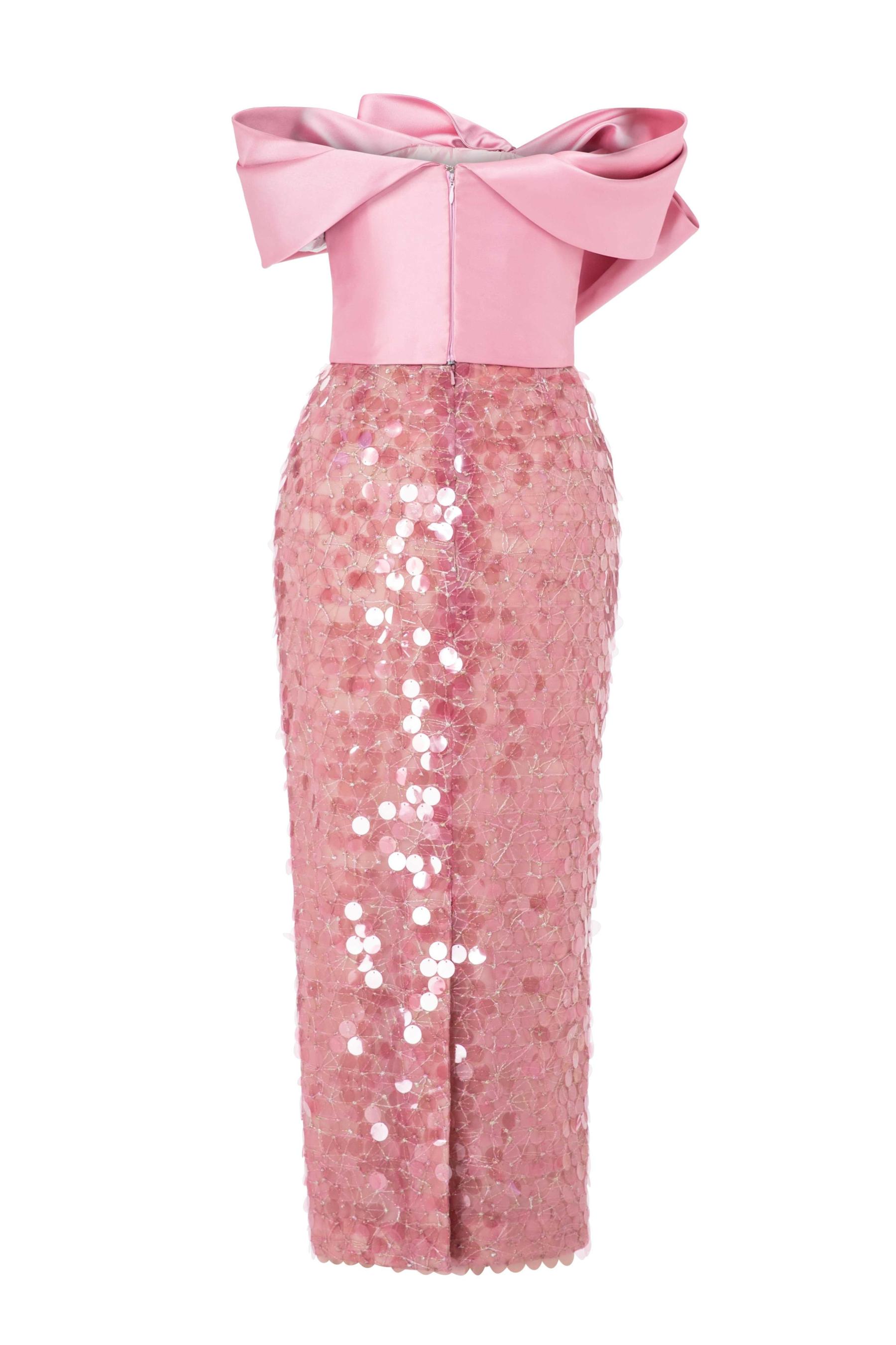 Bow Satin Splicing Sequin Maxi Dress