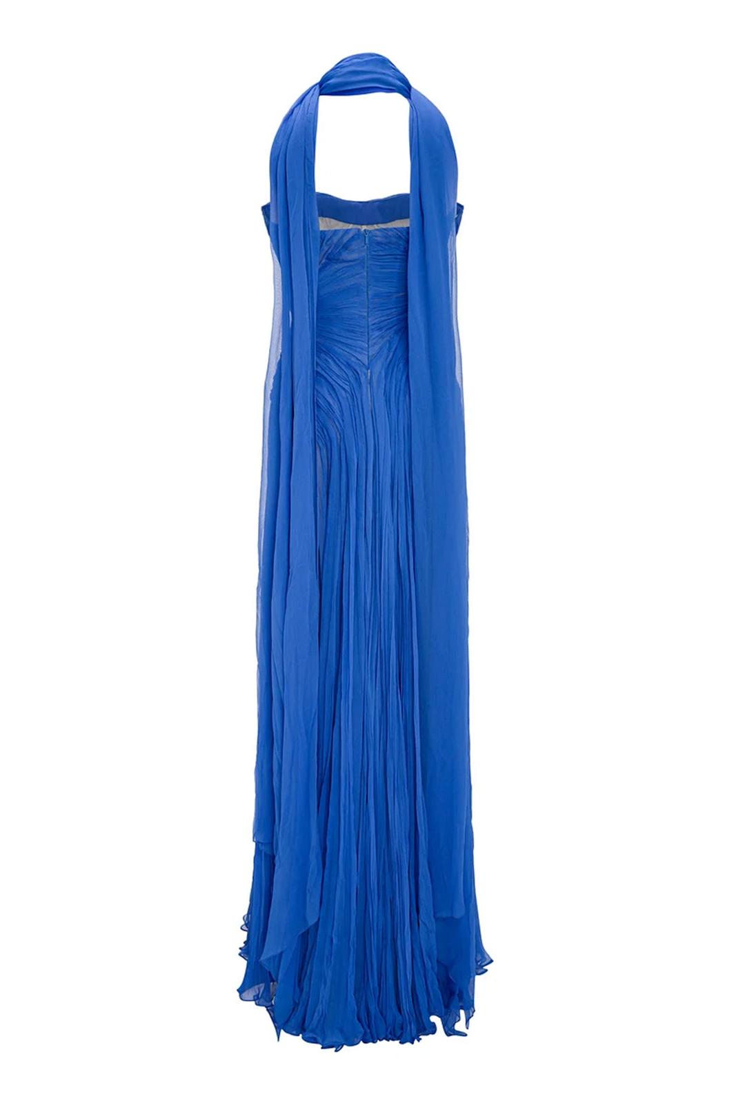 Chiffon Off-Shoulder Pleated Maxi Dress