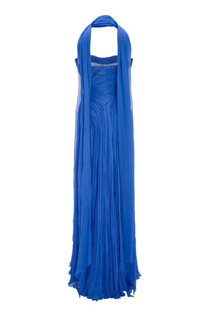 Chiffon Off-Shoulder Pleated Maxi Dress