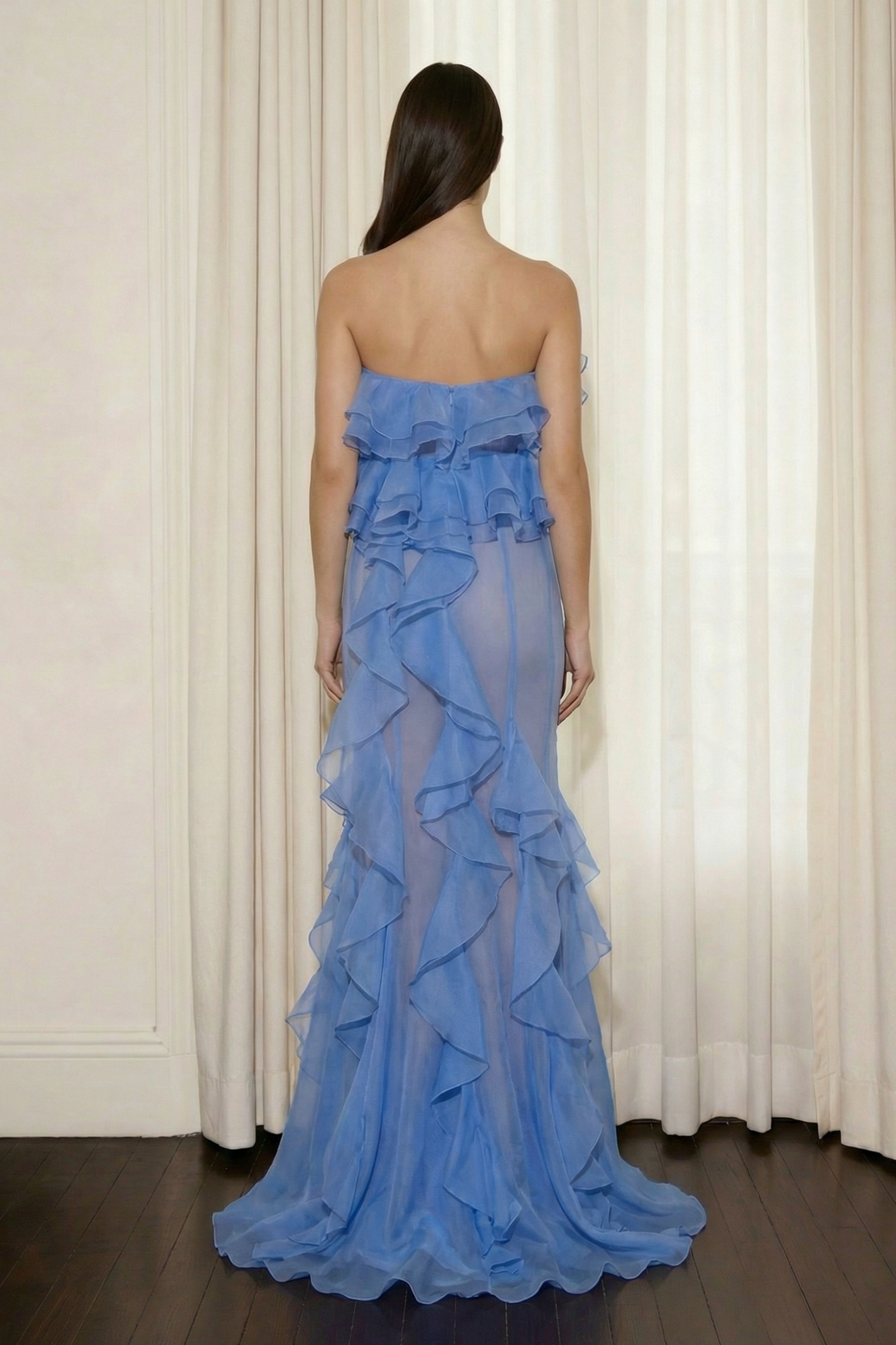 Chiffon Ruffle Off-Shoulder Maxi Dress