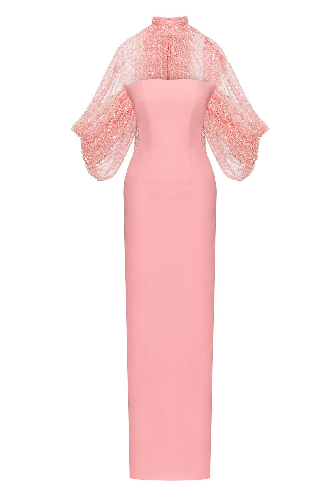 Sequin Cape Sleeve Off-Shoulder Maxi Dress