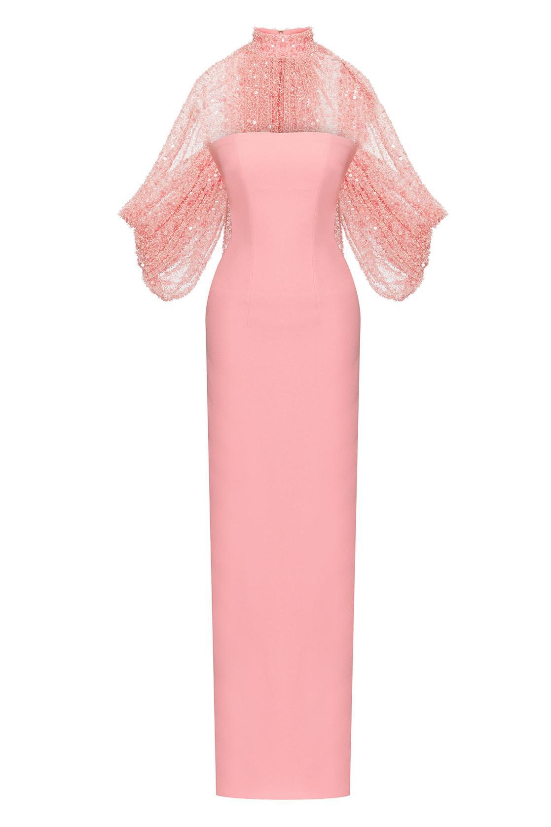 Sequin Cape Sleeve Off-Shoulder Maxi Dress