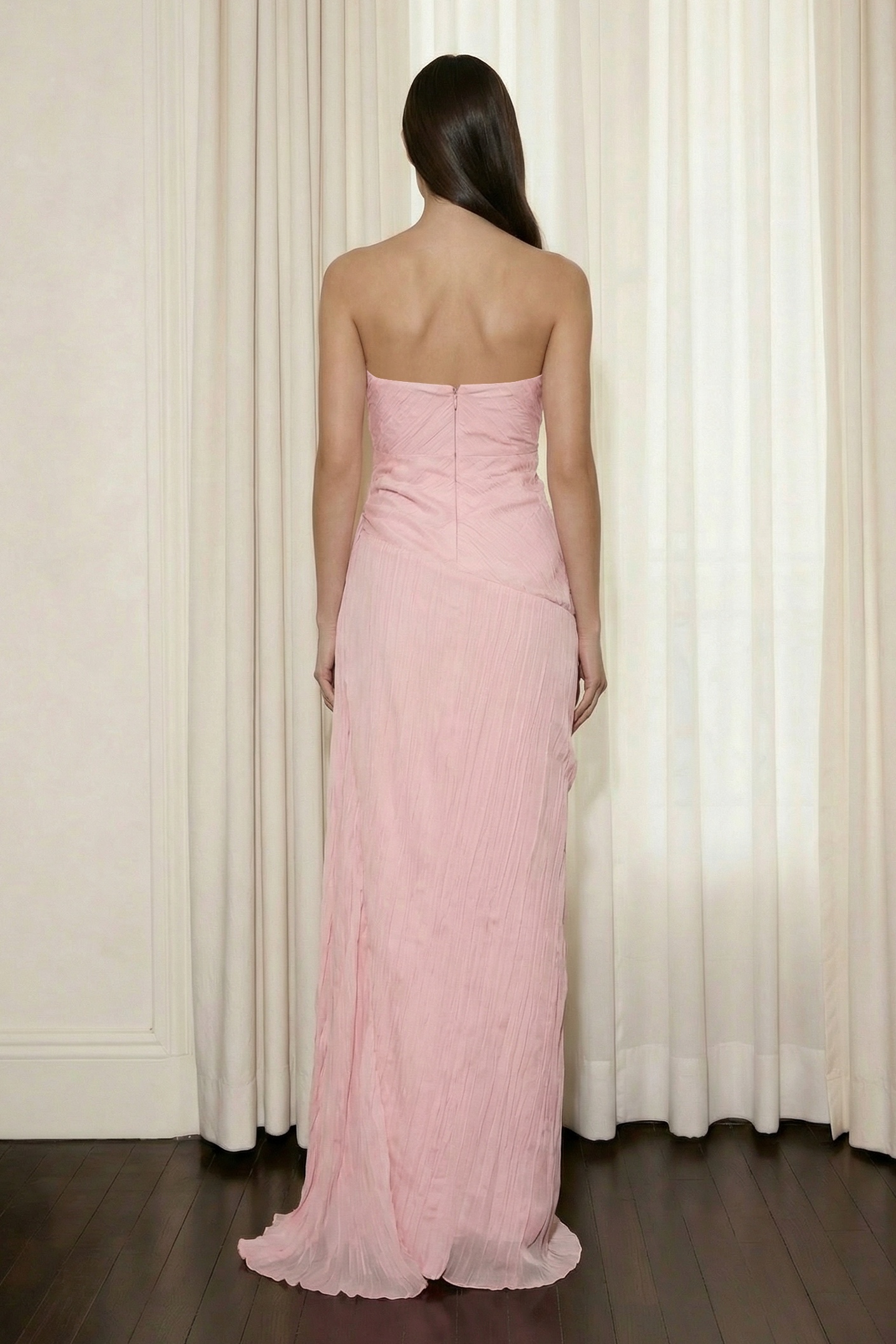 Solid Pleated Off-Shoulder Maxi Dress