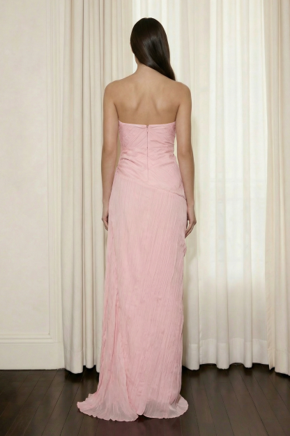 Solid Pleated Off-Shoulder Maxi Dress