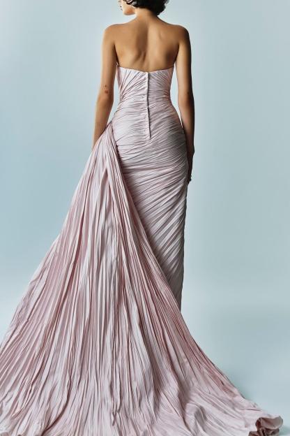 Solid Pleated Off-Shoulder Maxi Dress