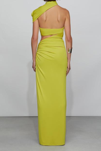 Halter Neck Asymmetrical Cut-Out Maxi Dress