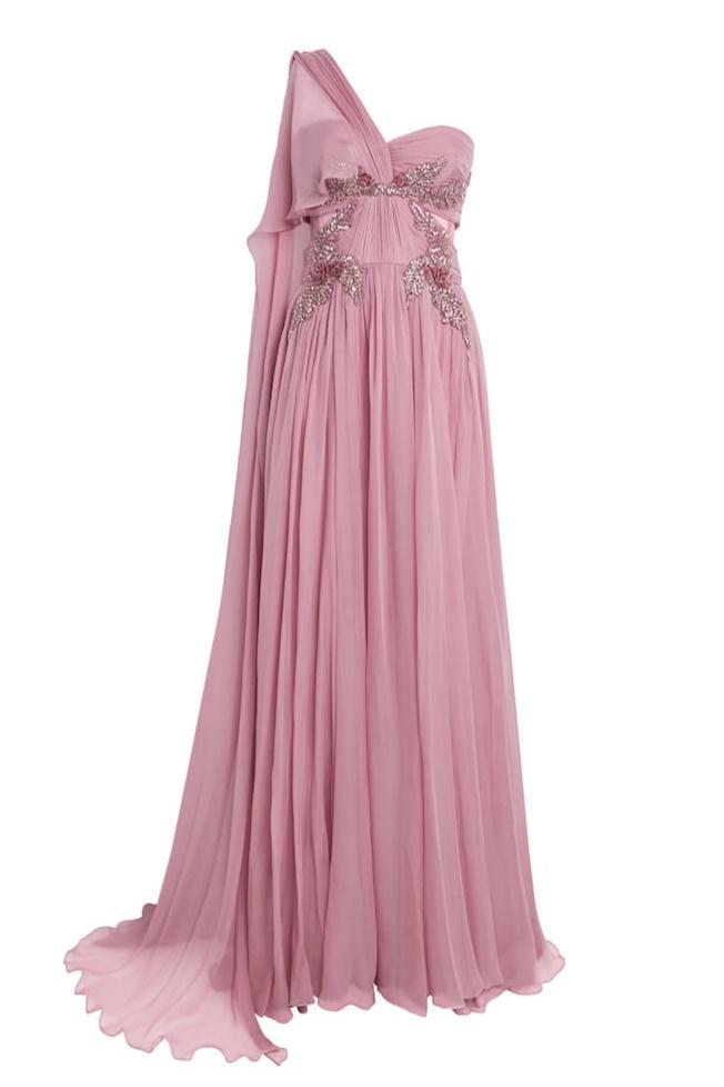 Chiffon  Sequin Embroidery Cape Sleeve Maxi Dress