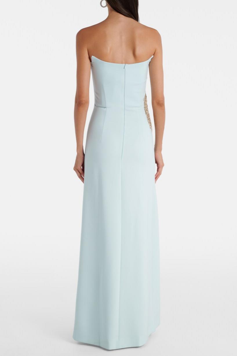 Rhinestone Slit Off Shoulder Maxi Dress