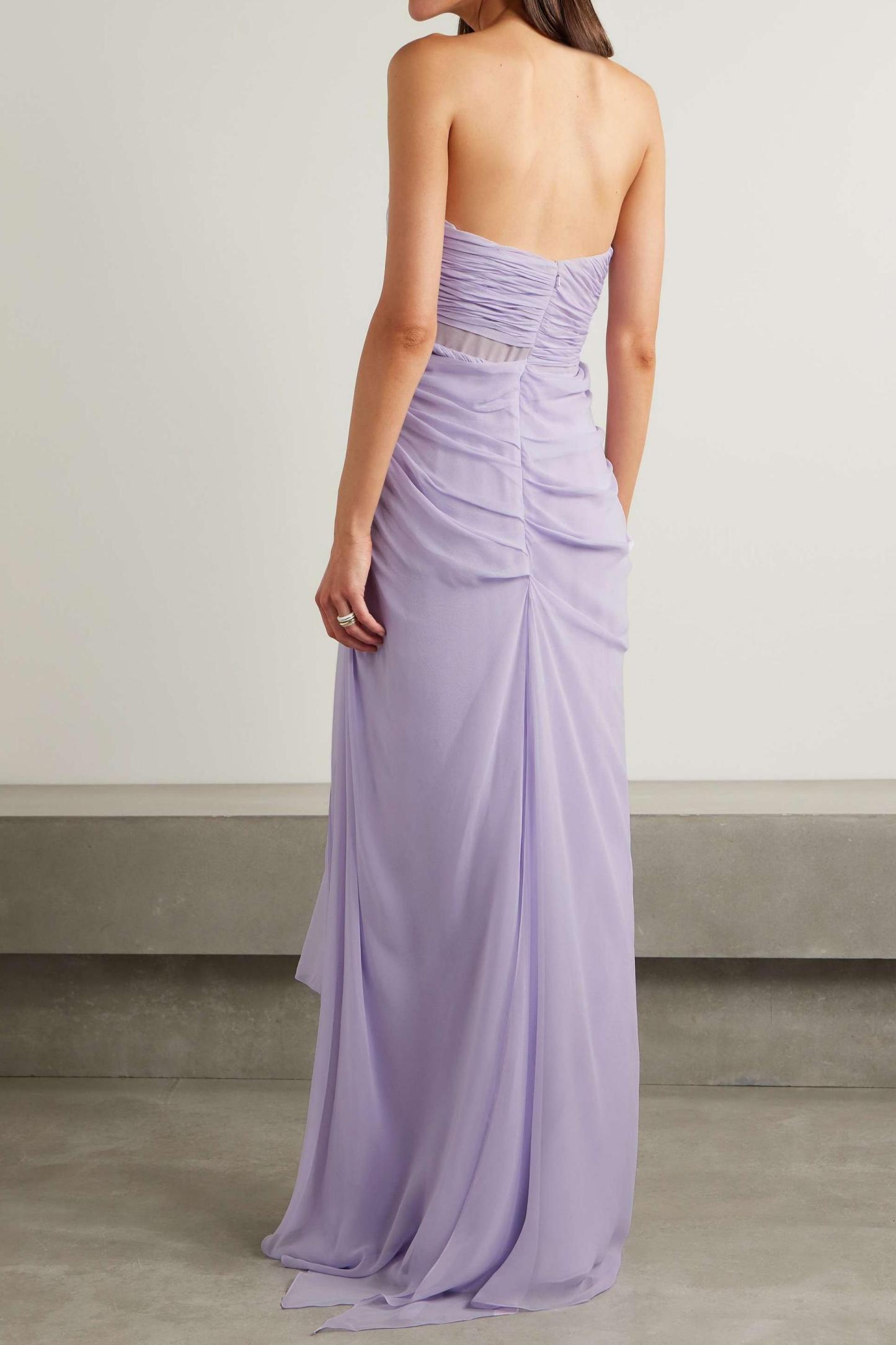 Solid Gathering Slit Maxi Dress