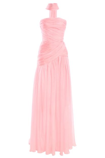 Chiffon  Pleated Off Shoulder Maxi Dress
