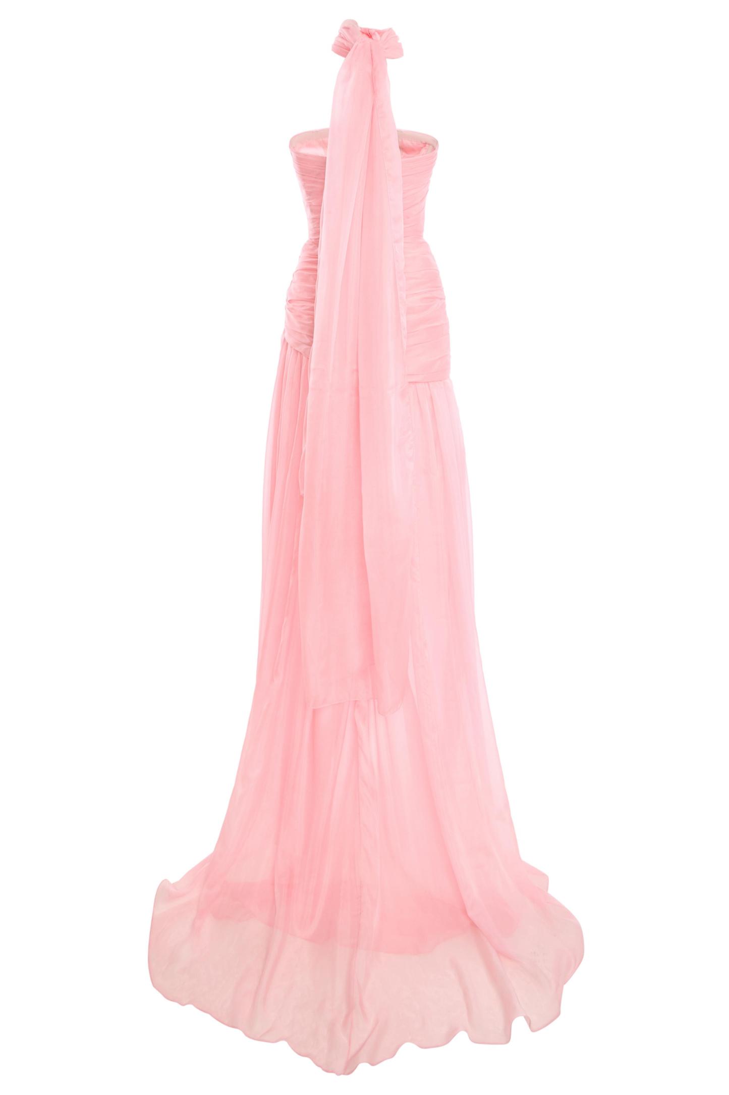 Chiffon  Pleated Off Shoulder Maxi Dress