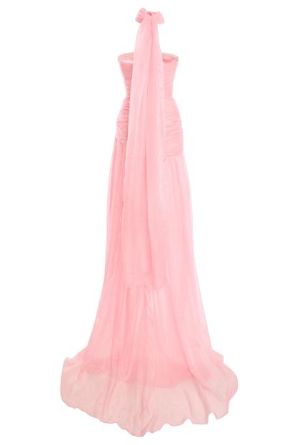 Chiffon  Pleated Off Shoulder Maxi Dress