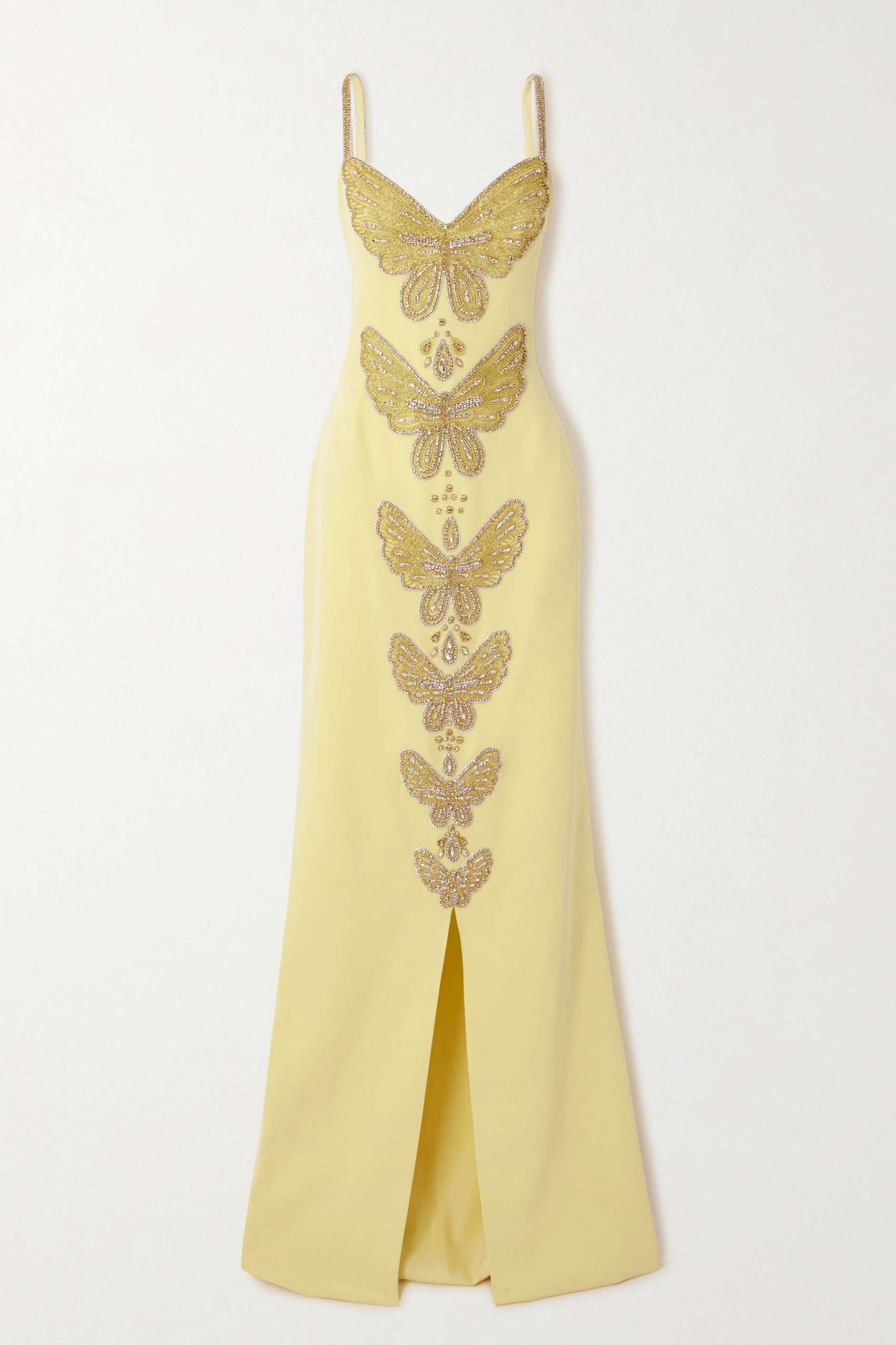 Sequin Embroidered Slit Slip Maxi Dress