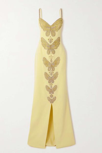 Sequin Embroidered Slit Slip Maxi Dress