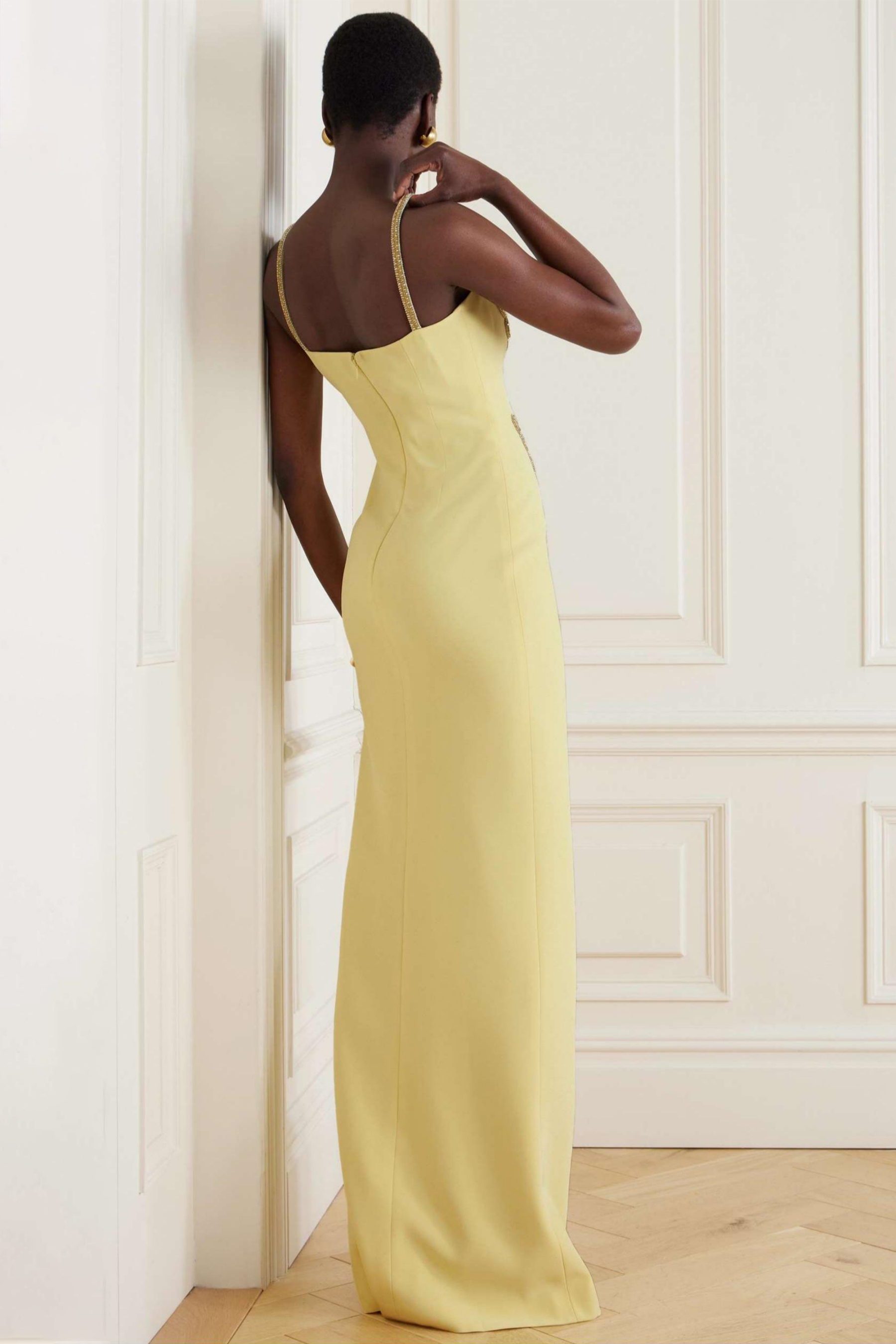 Sequin Embroidered Slit Slip Maxi Dress