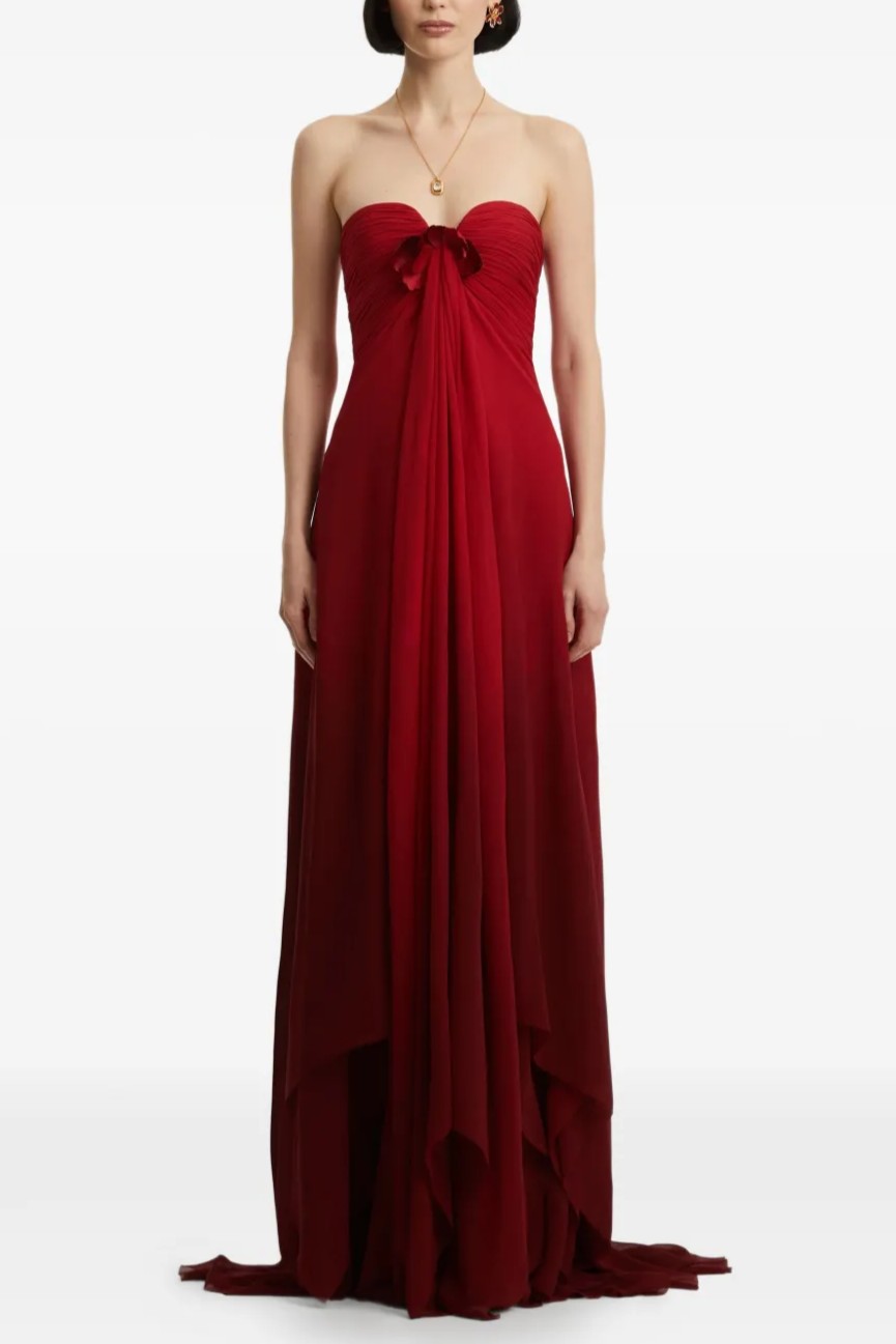 Gradient Color 3D Flower Off Shoulder Maxi Dress