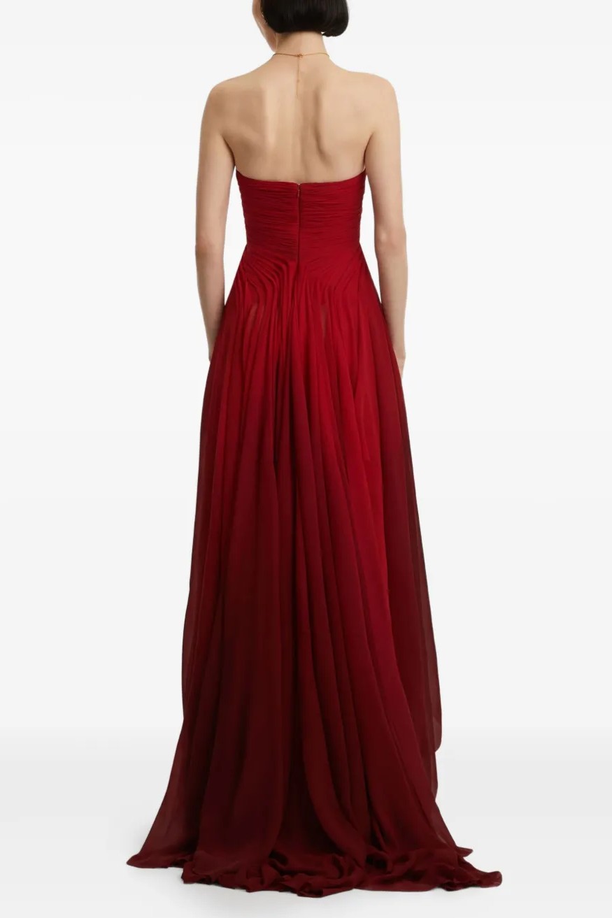 Gradient Color 3D Flower Off Shoulder Maxi Dress