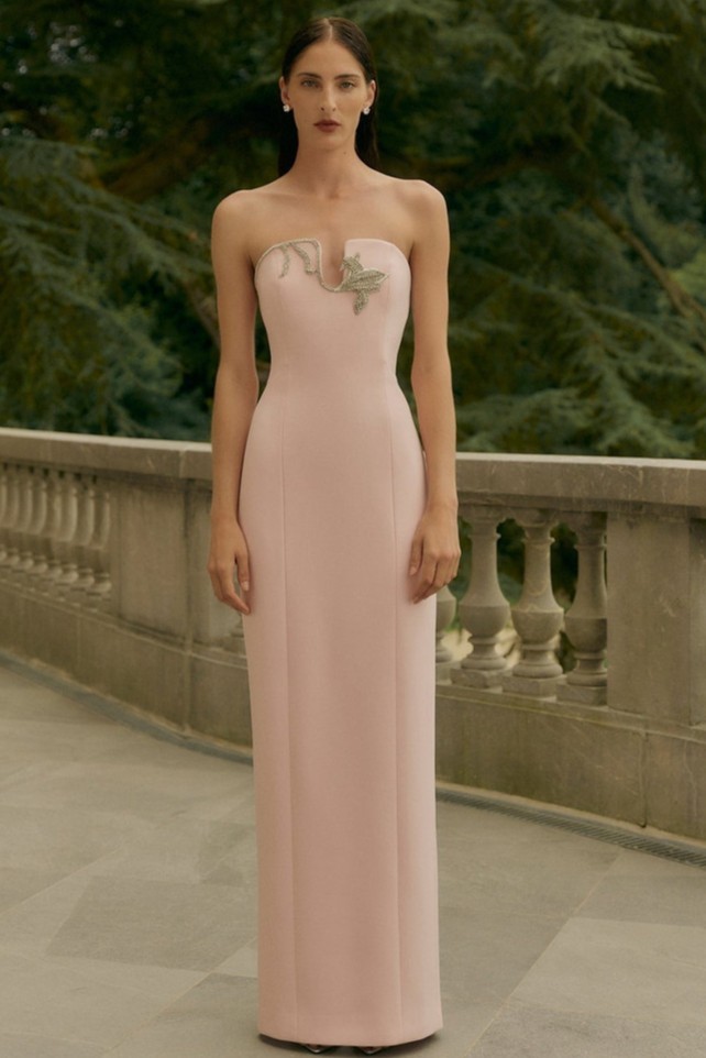 Solid Rhinestone Off-Shoulder Maxi Dress