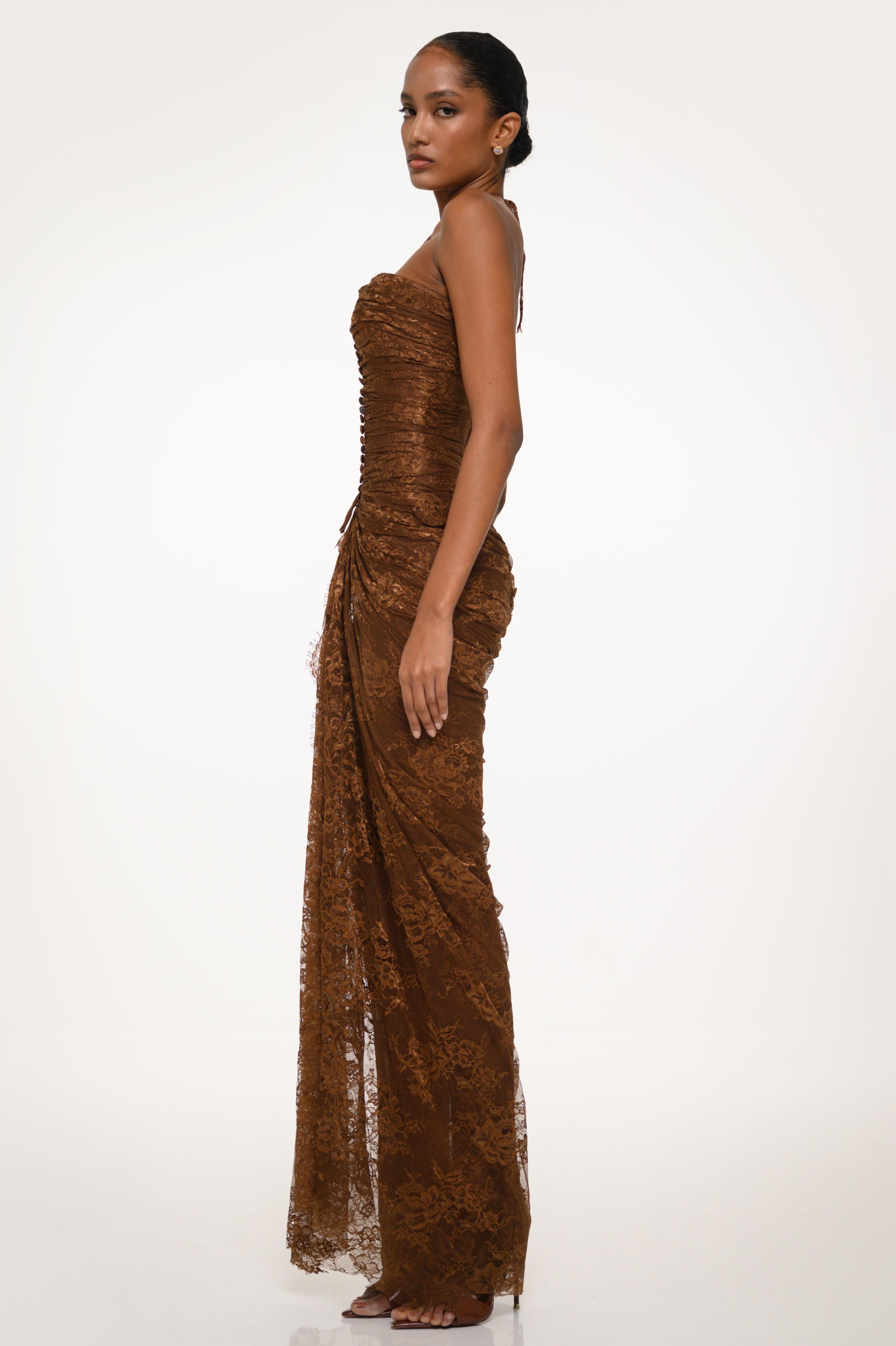 Solid Lace Cut-Out Maxi Dress