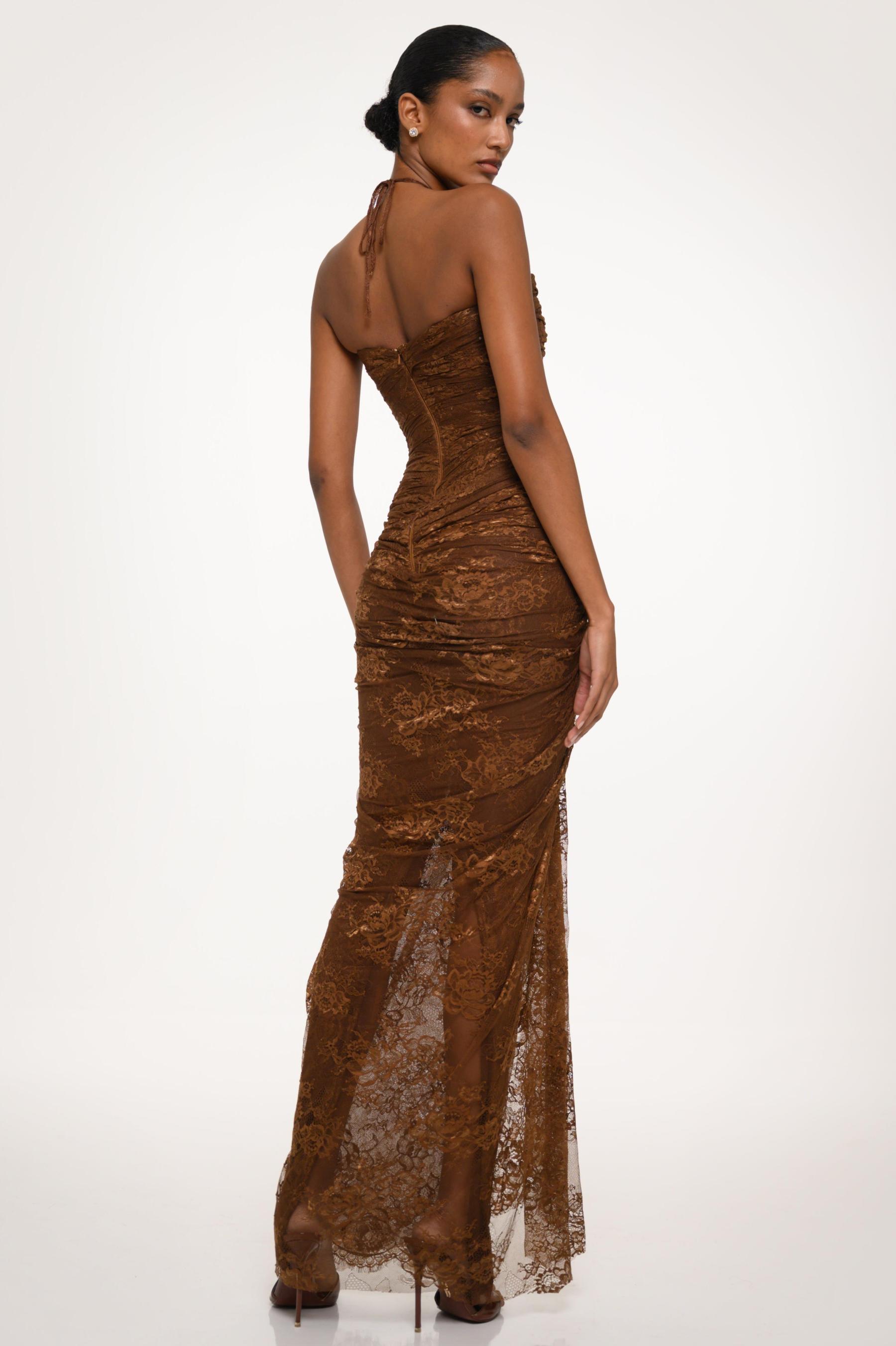 Solid Lace Cut-Out Maxi Dress