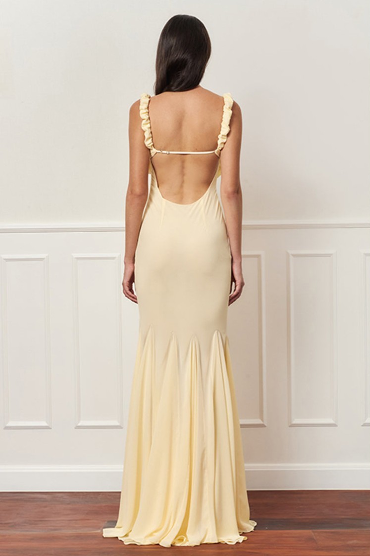 Solid Square Collar Cut-Out Maxi Dress