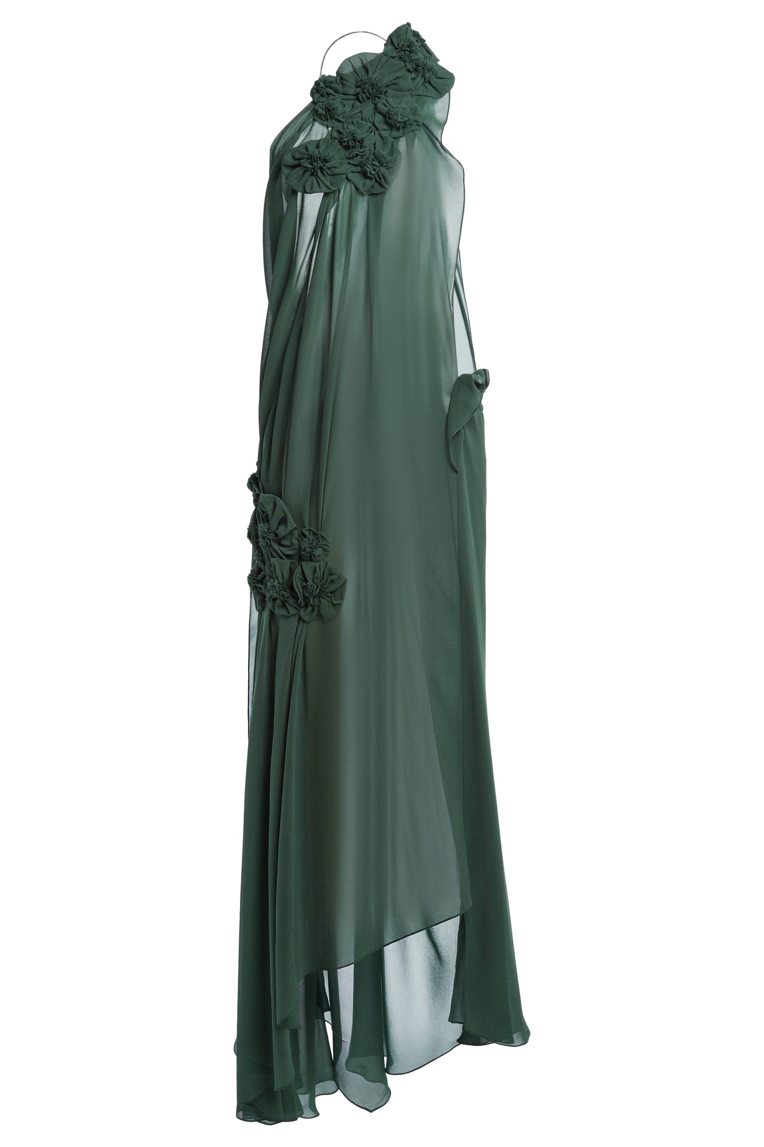 Chiffon 3D Flower One Shoulder Maxi Dress